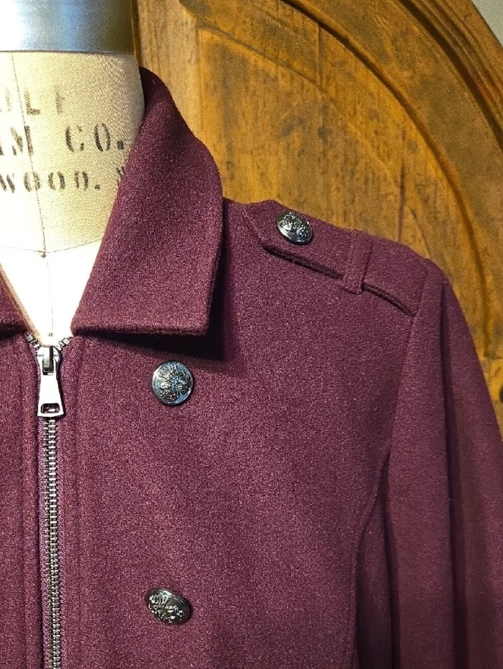 torrid Plum Double-Breasted Pea Coat - Picture 2 of 5